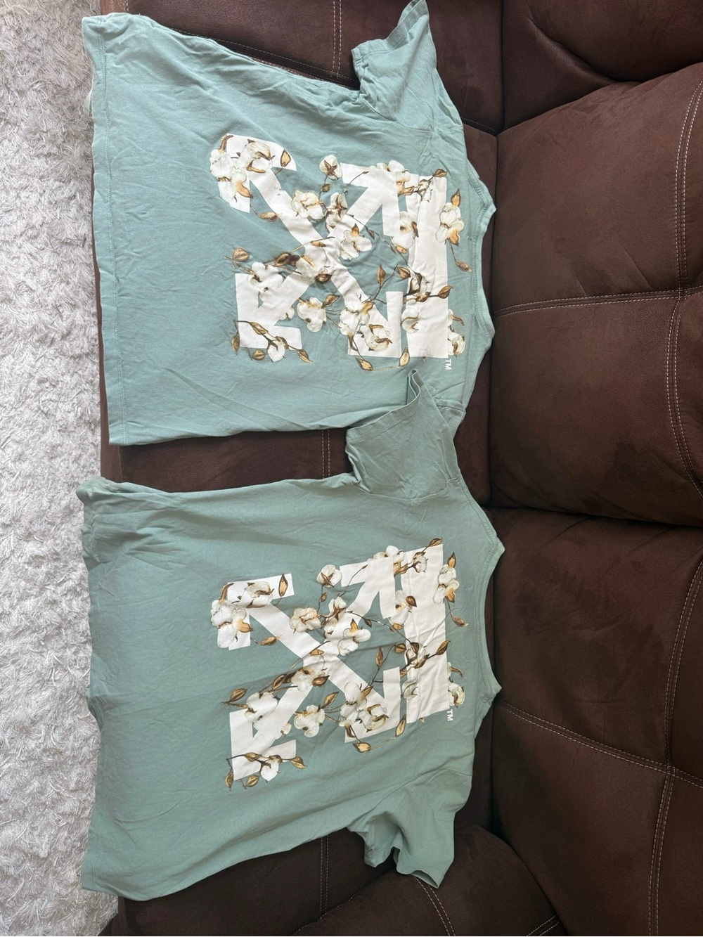 Couple tee, Off-White Mint Green Floral Arrows Short Sleeve Tee